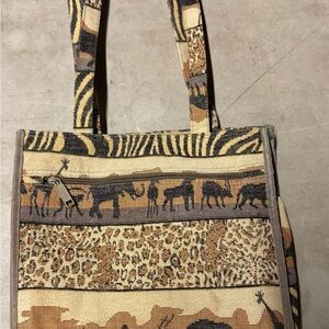 Jade Safari Animal Tapestry Tote Bag VTG